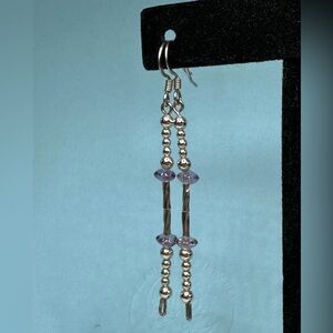 Sterling Silver and Amethyst Dangling Earrings by Shanstones